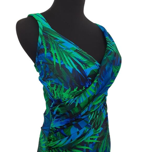 MiracleSuit Rock Solid Revele Underwire One Piece Swimsuit & Sheer Sarong Sz 16 - Picture 5 of 15